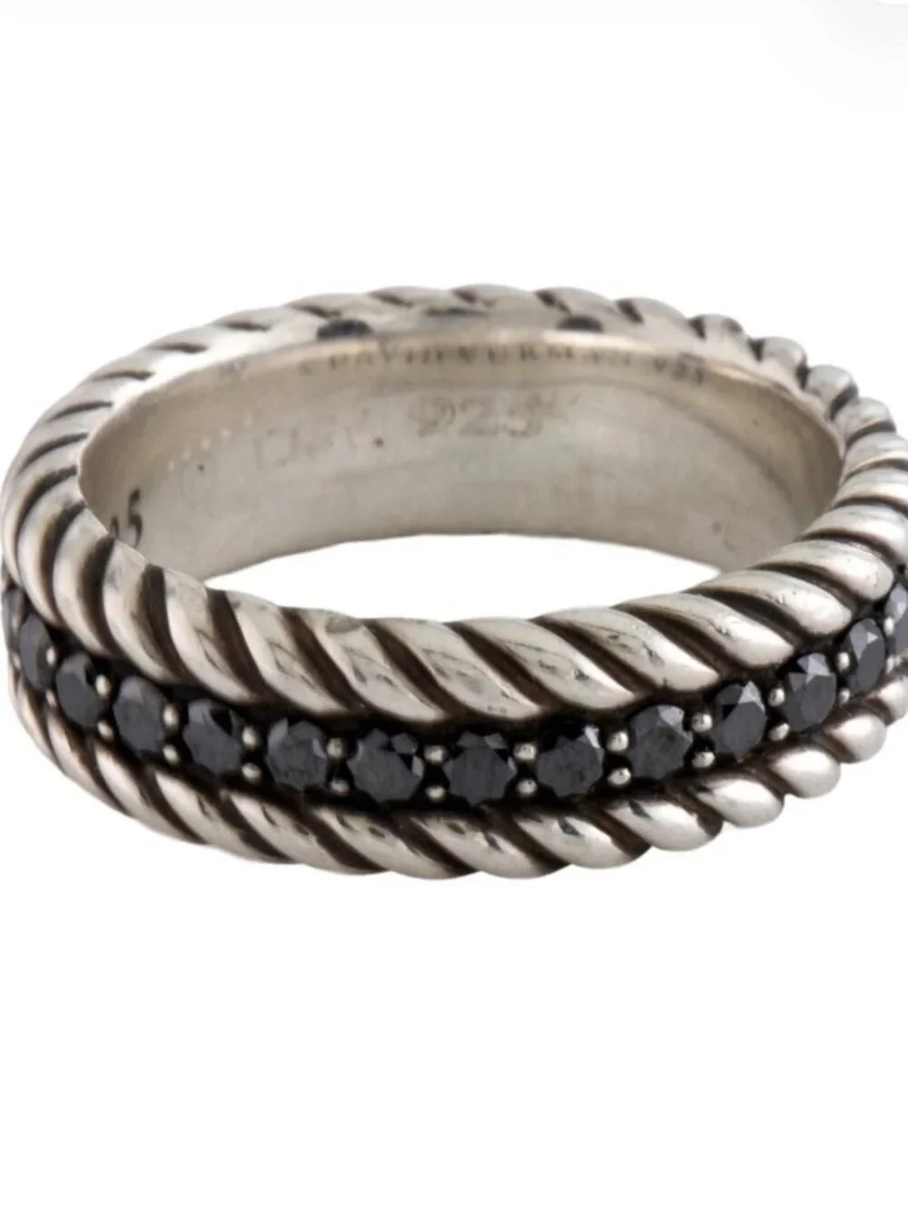 DAVID YURMAN STERLING SILVER 925 DIAMOND CABLE ETERNITY BAND RING